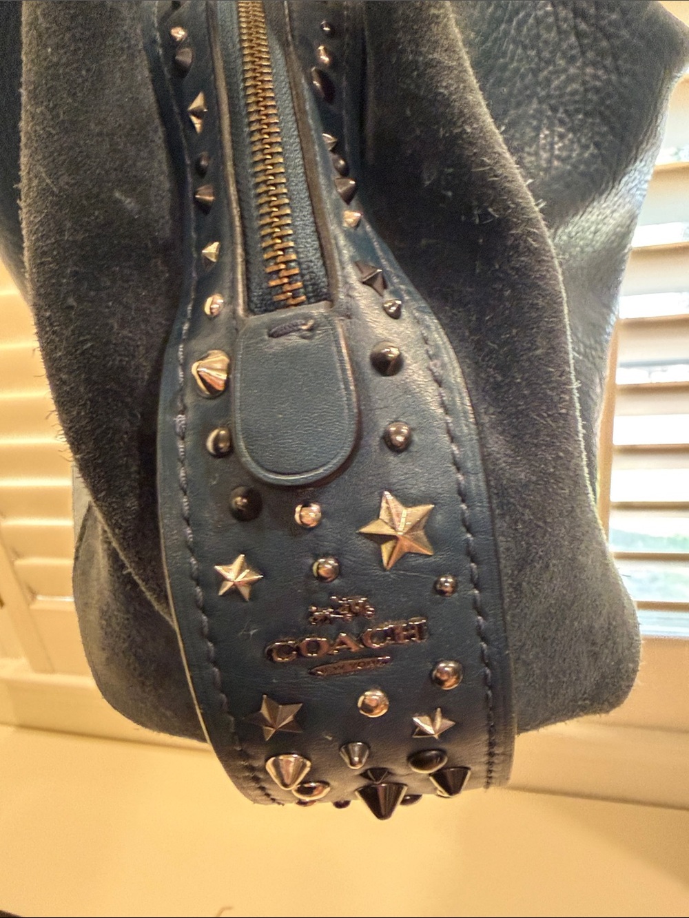 Coach Navy Leather Studded Bag
